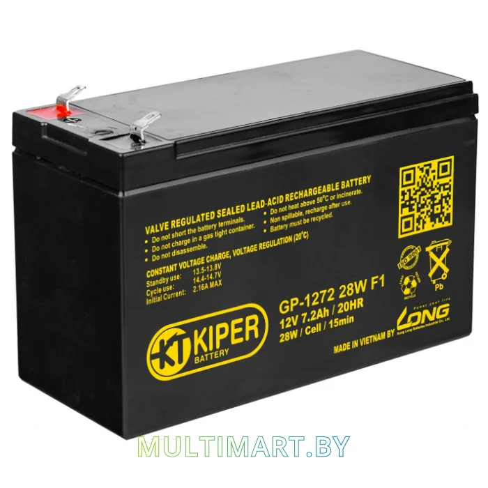 Аккумулятор для ИБП Kiper GP-1272 28W F1 (12В/7.2 А·ч)